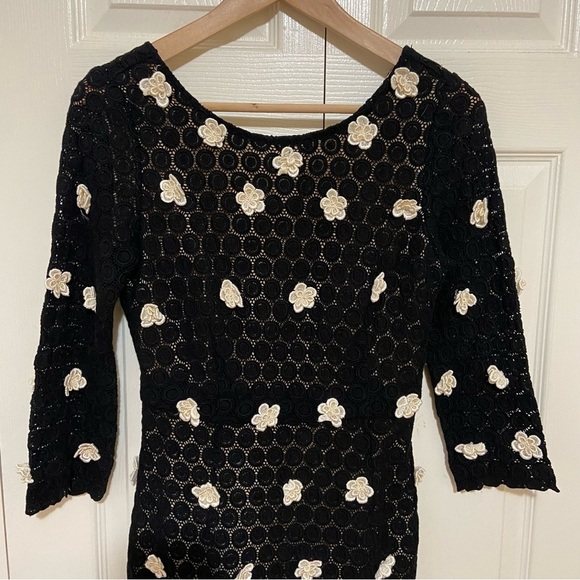 Dolce and Gabbana Crochet Floral Little Black Lace Dress LBD Size Small - Picture 3 of 16